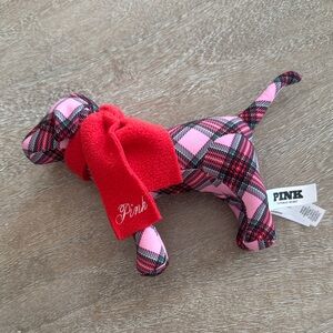 NWOT PINK Victoria's Secret Plaid Dog with Red Scarf